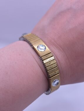 Vintage Tiger Health Magnetic Stretch Bracelet with Clear Gem Accents
